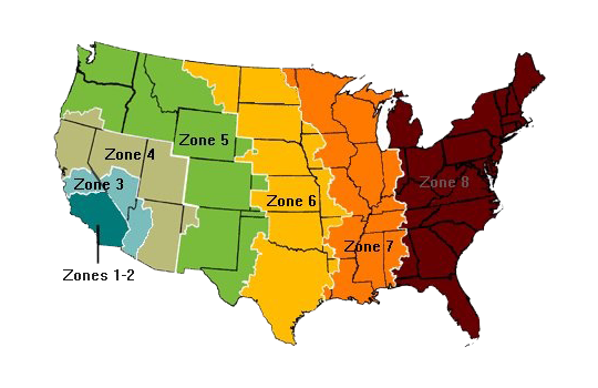 Map of the United States with shipping zones