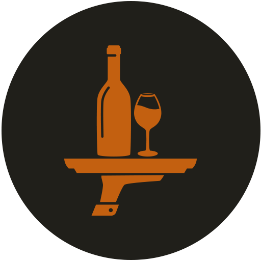 Tray with wine bottle and glass