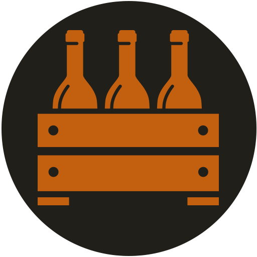 Crate with wine bottles