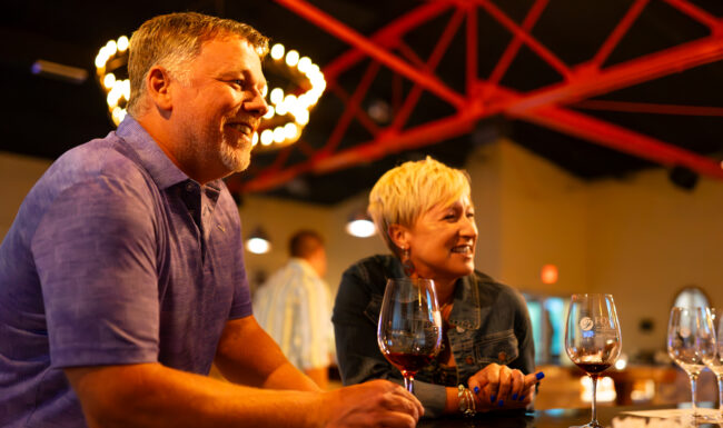 two people enjoying a tasting at Foyt